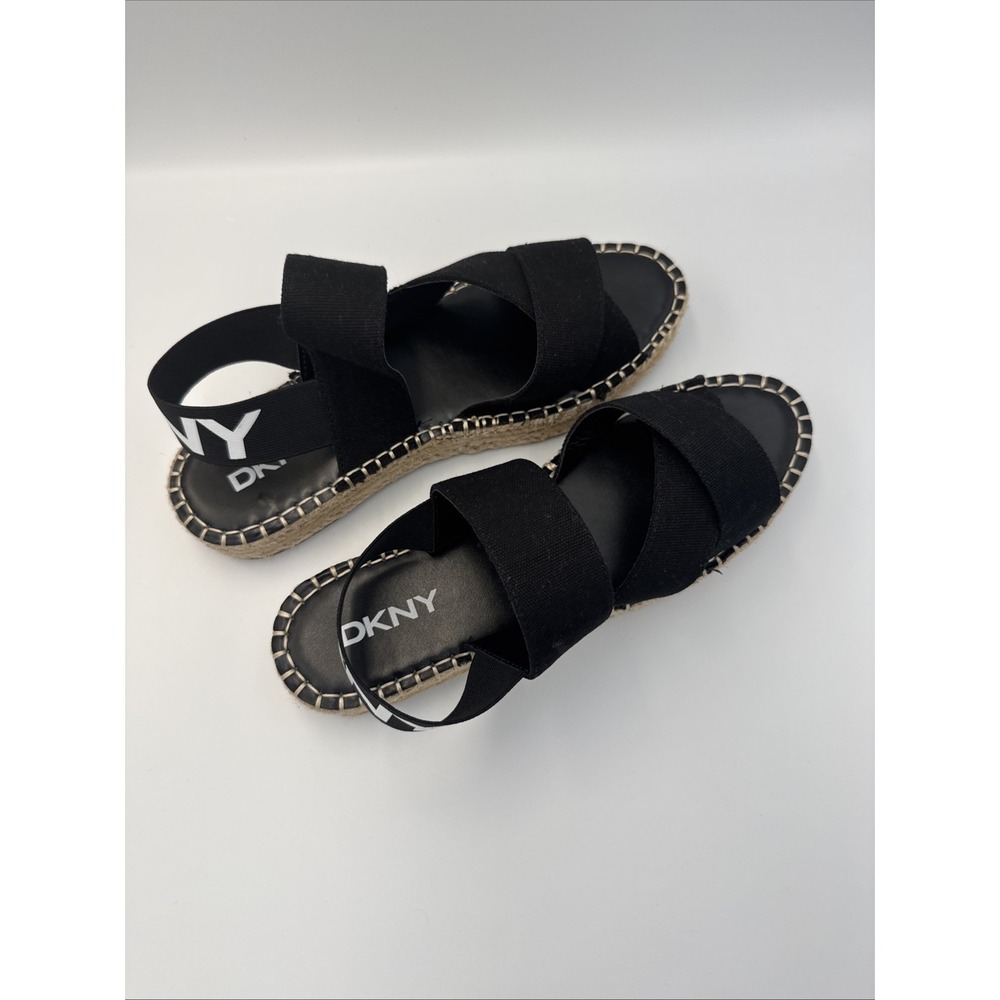 DKNY womens strappy espadrille sandals vacation beach summer black Size 7.5